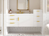 Wall Mounted Floating Cabinet W/Decor Line, 12inch Side Cabinet with Drawers N710P324099K