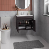 Chaux Floating, Wide Double Door Vanity, With Resin Sink And Two Shelves, Bathroom Storage, Black B200P335379