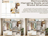 Wardrobe with 5 Doors 2 Drawers 2 Open Shelves Particleboard Unit with 1 Mirrored Door and 4 Hooks 32021789