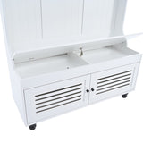 U-Can 5-in-1 Entryway Bench with Shutter-shaped doors, Coat Rack, Cushion and 4 Sturdy Hooks, 47.2'' WF311556AAK