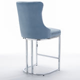 26" Counter Height Bar Stools Set of 2, Modern Velvet Barstools with Button Back&Rivet Trim W1143112573