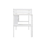 ZNTS Twin Size Loft Bed with desk and shelves, Safety Guardrail and ladder,White W504P181854