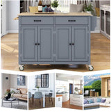 Kitchen Island Cart with Solid Wood Top and Locking Wheels,54.3 Inch Width,4 Door Cabinet and Two WF286911AAG
