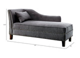 Modern Contemporary 1pc Chaise Gray Linen Like Fabric Nailhead Trim Living Room Bench Pillow B2741P305690