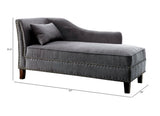 Gray Fabric Chaise / Bench Nailhead Trims Pillow Plush Comfort 1pc Chaise Living Room Furniture B011P305692