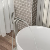 Freestanding Bathtub Faucet Waterfall Tub Filler Brushed Nickel Floor Mount Brass Bathroom Faucets W1243P316370