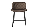Set of 2 Pub Height Chairs Brown Velvet Upholstery Modern Casual Dining Furniture Metal Legs, B011P234282
