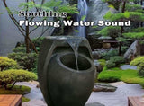 Backyard Water Fountain 21.5 Tall Floor Standing Fountain, Indoor/Outdoor Modern Two-Tier 56051959