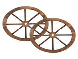 2pcs 24-Inch Old Western Style Garden Art Wall Decor Wooden Wagon Wheel Brown 30604611