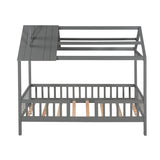 Twin Size Wood House Bed with Fence, Gray WF289640AAE