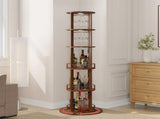 73" Tall Round Wine Rack, Freestanding Wine Bar Cabinet With Rotating Design Wine Glass Rack, N728P513727Z