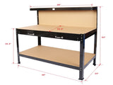 Steel Workbench Tool Storage Work Bench Workshop Tools Table W/Drawer and Peg Board 63" 84800870