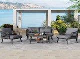 4-Piece Outdoor Patio Furniture Set, Metal Chairs with Woven Rope U-Shaped Backrest,Outdoor N780P209458G