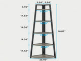 5-Tier Farmhouse Corner Bookshelf, 70" Tall Corner Shelves Plant Stand for Living Room 48121382