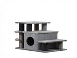 Adjustable Cat Stairs with Scratching Post & Toy Ball, 3/4-Step Design, for Bed & Sofa 90266007