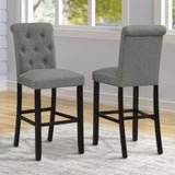 Leviton Solid Wood Tufted Asons Barstool, Set of 2, Grey T2574P165118