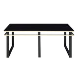 Black Coffee Table and End Tables Set Occasional 3pc Tables Tempered Glass Top Metal Frame Modern B011P297577