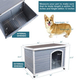 Medium Wooden Outdoor Dog House, Waterproof Roof, Elevated Floor, Adjustable Plastic Feet, Grey W142763829