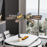 Modern Industrial Sputnik Chandelier, 8-Light Black and Gold Metal Pendant Light with Mesh Shades, W1340P233175