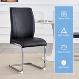 Luxury Simple Arch Chair - Set of 2 Black PU Material High Resilience Dining Chair with Arched Metal W1151P154868
