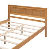 ZNTS Platform Bed Frame with Headboard, Wood Slat Support, No Box Spring Needed, Full, Oak WF212812AAN