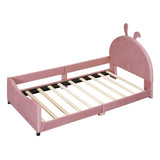 Twin Size Upholstered Daybed with Rabbit Ear Shaped Headboard, Pink WF308907AAH