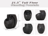 Backyard Water Fountain 21.5 Tall Floor Standing Fountain, Indoor/Outdoor Modern Two-Tier 56051959