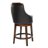 Swivel Counter Height Chairs Set of 2, Dark Brown Faux Leather Upholstered Wooden Dining Furniture B011P321296