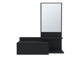 Vienna 23.6" Wide 3-Tier Shelf Floating Mirror Console Table, Full Extension Drawer Black B070P242499