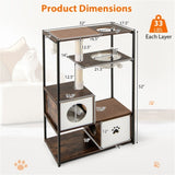 Stylish Wood-Metal Cat Tree - 33 lbs Per Layer Capacity, 2 Private Condos 2 Relaxation Platforms, 00410945