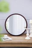 20" x 20" Circle Wall Mirror with Wooden Frame and Walnut Finish,Wall Mirror for Living Dining W2078124339