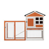 ZNTS 2-Story Wooden Rabbit Hutch Bunny Cage, Chicken Coop, Pet House for Small Animals, Orange + White W2181P151907