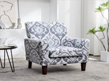 Patterned Polyester Blend Armchair, Solid Birch Wood Frame with Brown Tapered Legs, Foam Padded 17010575
