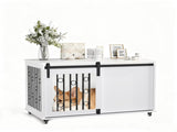 39.37'' Modern Wooden Dog Crate Furniture with Sliding Barn Door and Side Door, Indoor Dog Kennel 66249718