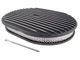 12" Oval Fully Finned Black AluminumElement Suit 4 Barrel Carbs Air Cleaner Fits for SBC Classic 81079775