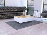 Aran Lift Top Coffee Table, Storage Compartment, White / Light Oak B097132901