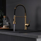 Commercial LED Kitchen Faucet with Pull Down Sprayer, Single Handle Single Lever Kitchen Sink Faucet W1932P156148