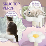 33in Cat Tree, Multi-level Cat Tower with Cat Scratching Post with Curved Perch, Cozy Cat Condo, 99617792