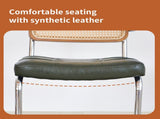 Dining Chairs Set of 2, Faux Leather Rattan Side Accent Chairs with Chrome Legs, Modern Mid Century W2105P540789