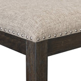 Rustic Brown Finish Set of 2 Chair Oak Veneer Fabric Upholstered Back and Seat B01143654