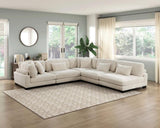 1pc Modern Living Room Furniture Modular Armless Chair Plush Beige Corduroy Fabric Upholstery B011P220636