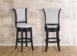 2pc Swivel Pub Stools Counter Height Chair Upholstered Seat Nailhead Trim Footrest Wooden Dining B011P262360