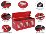 Steel maintenance tool cart cabinet 5 drawers with lock 330lb red 50283215