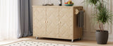 K&K 51.2"W Ash Veneer Solid Wood Handwoven Island with Drop Leaf, Coastal N707P207916Y