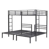 ZNTS Full over Twin&Twin Size Bunk Bed with Built-in Shelf, Black 81812527