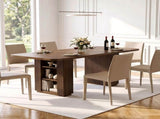 70.9" Rectangular Dining Table for 6 People, Fluted Panel Legs with 2 Side Storage Cabinets, MDF 65066596