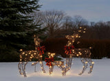 3pcs 4FT 30.00V 3.60W Family Elk Brown Ratten Style Frame Courtyard Elk Decoration 40050045