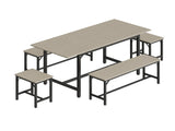 Expandable Dining Table Set for 4-8, 63" Large Extendable Kitchen Table with 2 Benches & 2 Stools, W1820P464320