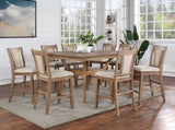 Transitional Set of 2 Counter Height Chairs Natural Tone And Beige Solid wood Chair Padded B011104627