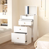 Small Vanity Desk with Mirror - White Makeup Vanitys Set Make up Table with Chair, Drawers, Mini W409P195100
